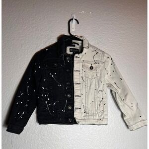Waimea‎ Black & White Splatter Paint Denim Jacket - Kids Medium